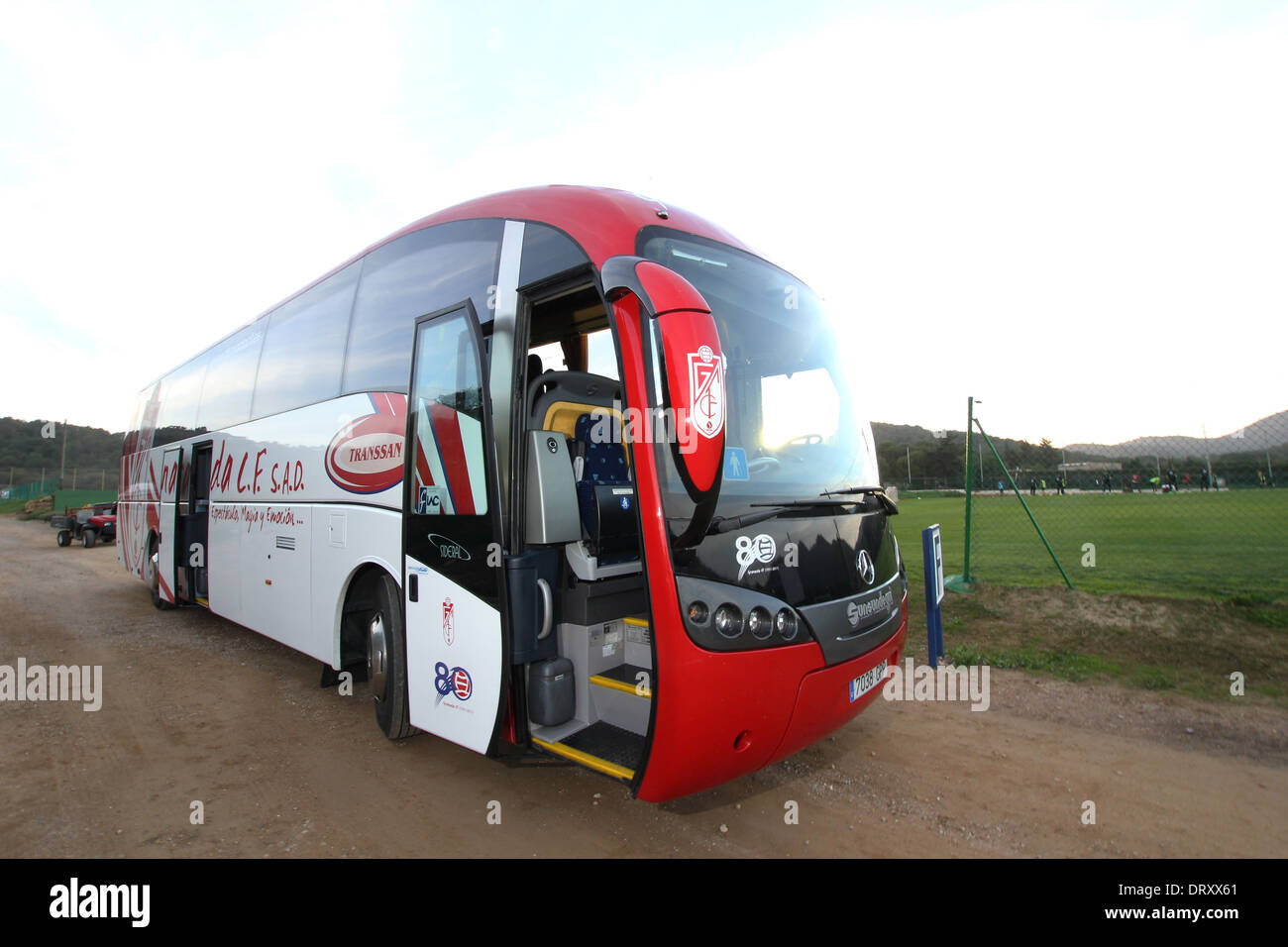 L'entraîneur de l'équipe de football FC Grenade bus, Décembre 2013 Banque D'Images