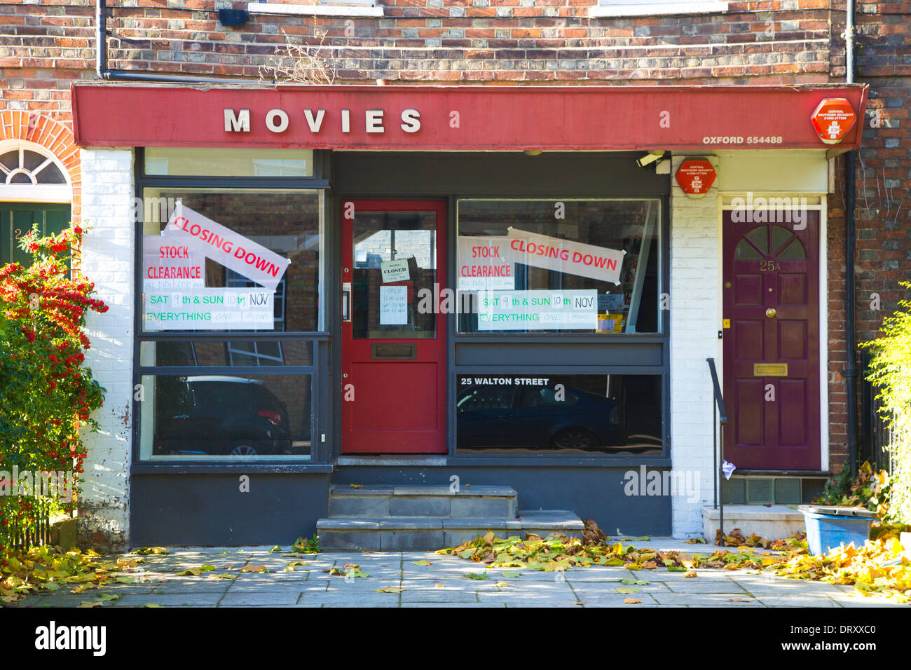 Un DVD de location Shop Fermé Banque D'Images
