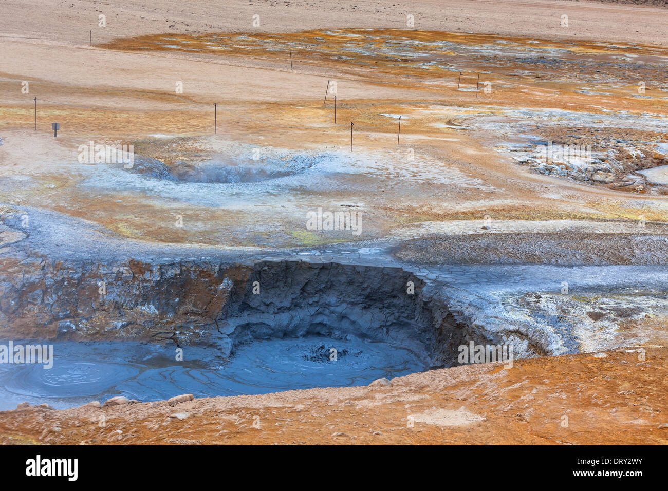 Boue chaude dans la zone géothermique Hverir, Islande. Plan horizontal Banque D'Images