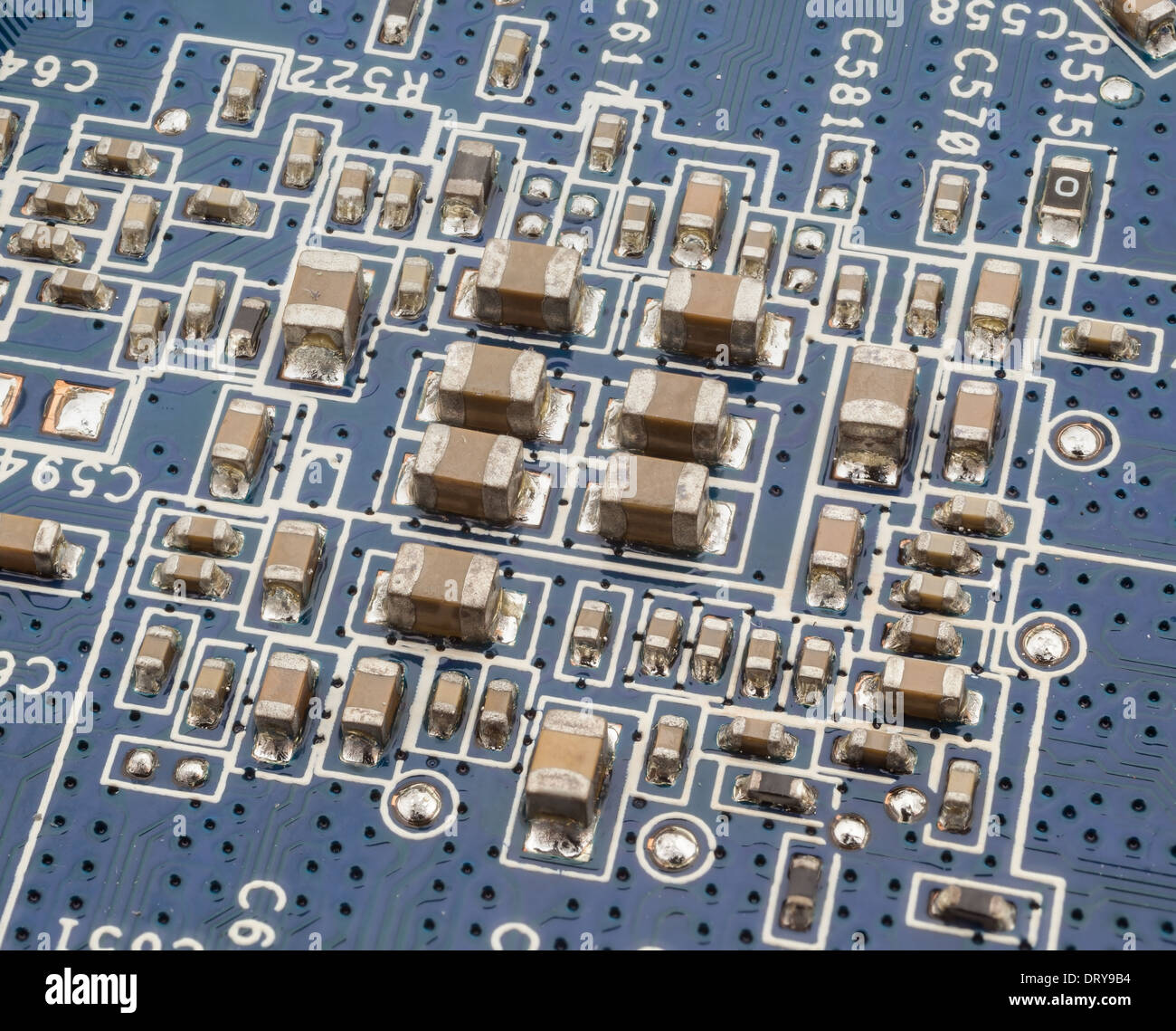 Composants électroniques de la carte de circuits imprimés Banque D'Images