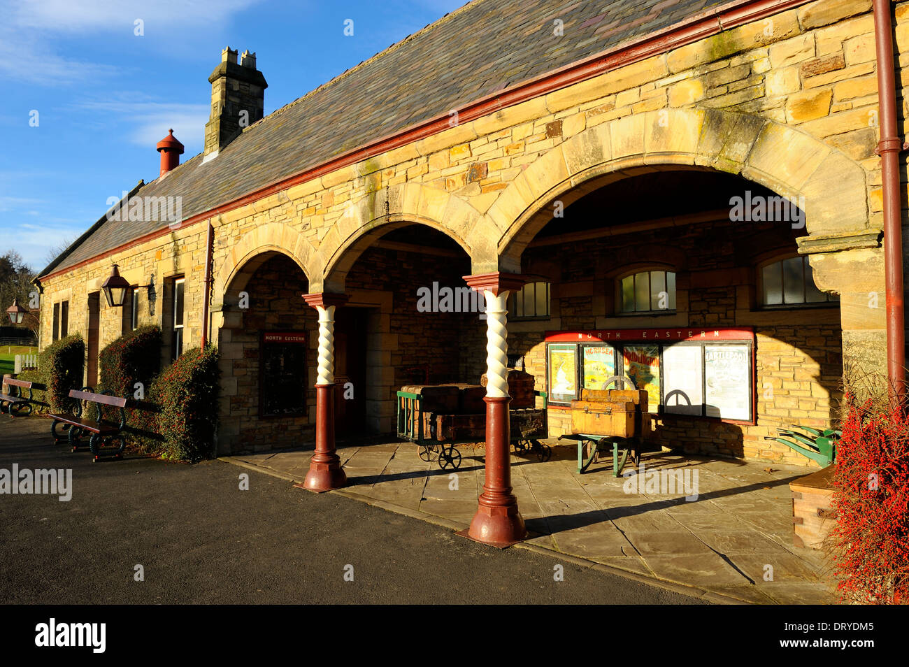 La gare ferroviaire - Beamish Open Air Museum, County Durham, Angleterre Banque D'Images