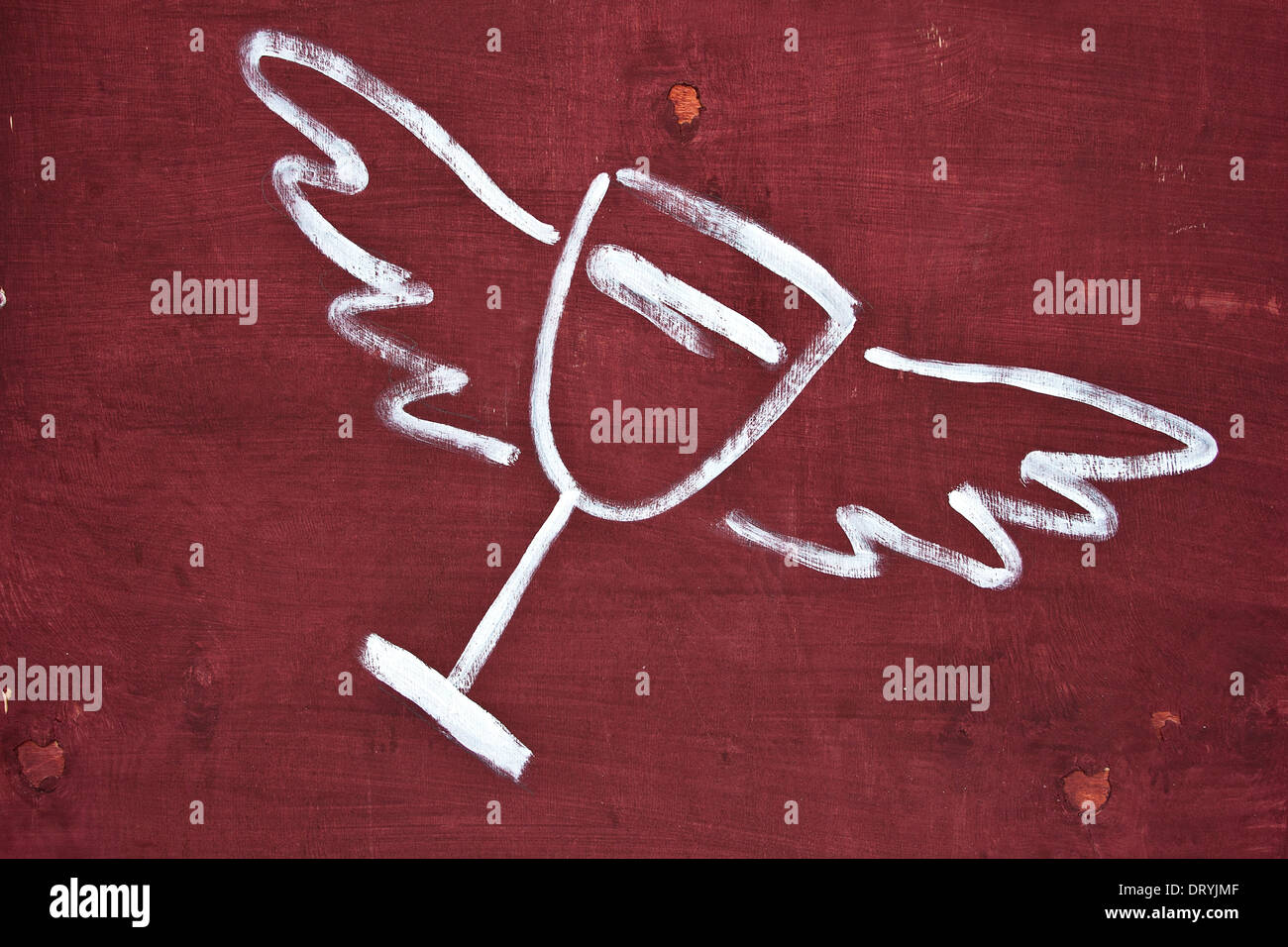 Illustration du verre de vin avec des ailes. Banque D'Images