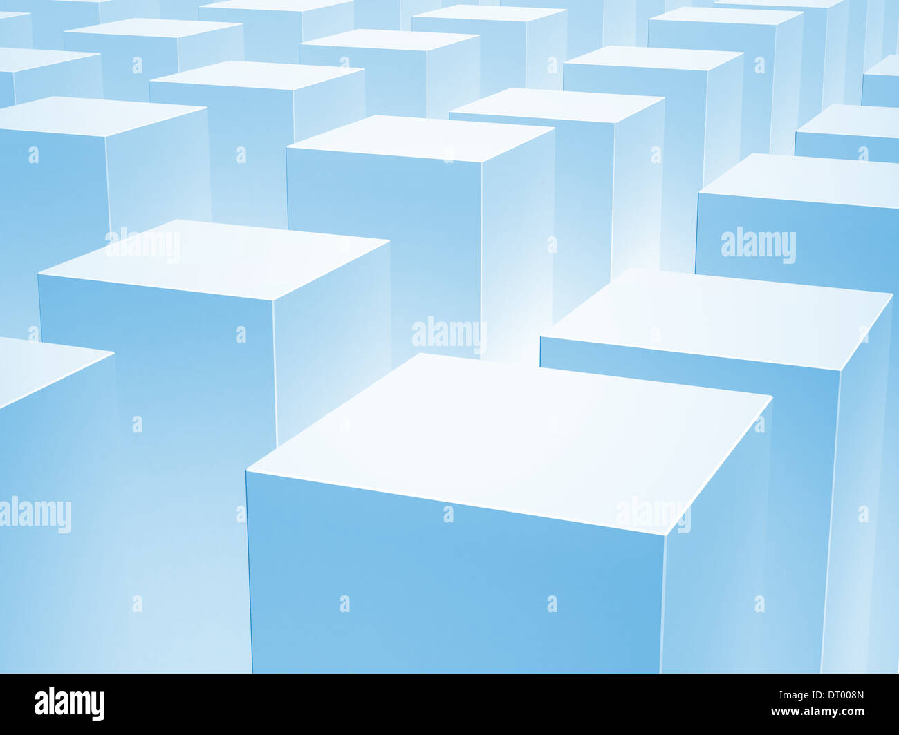 3d abstrait arrière-plan avec gamme de boîtes bleues Banque D'Images