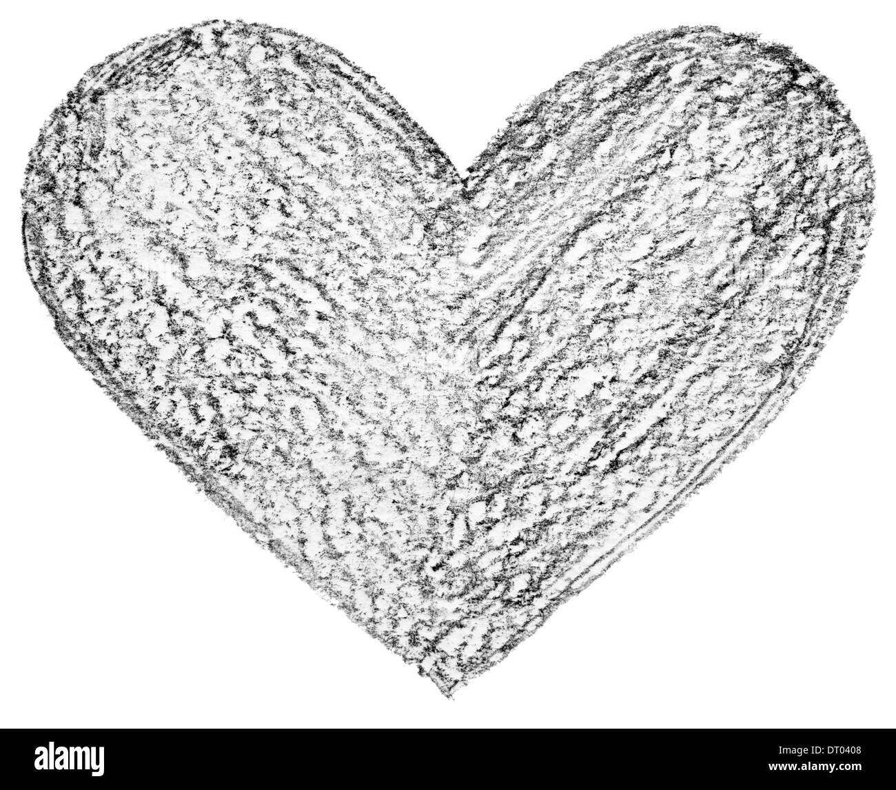 Crayon à la main, forme de coeur Banque D'Images