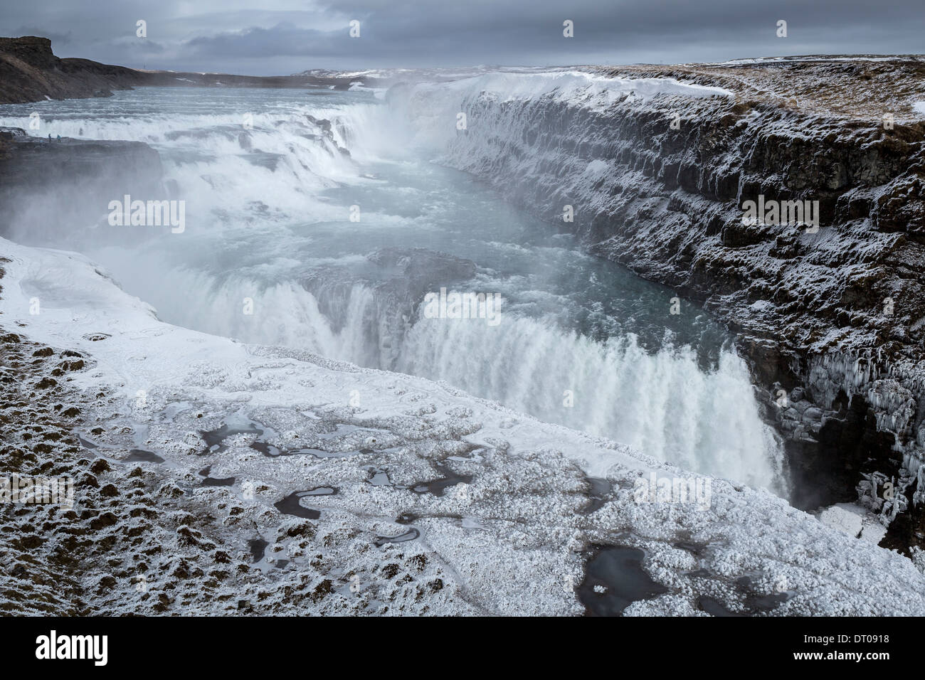 Cascade de Gullfoss, (Chutes d'Or), l'Islande. Banque D'Images