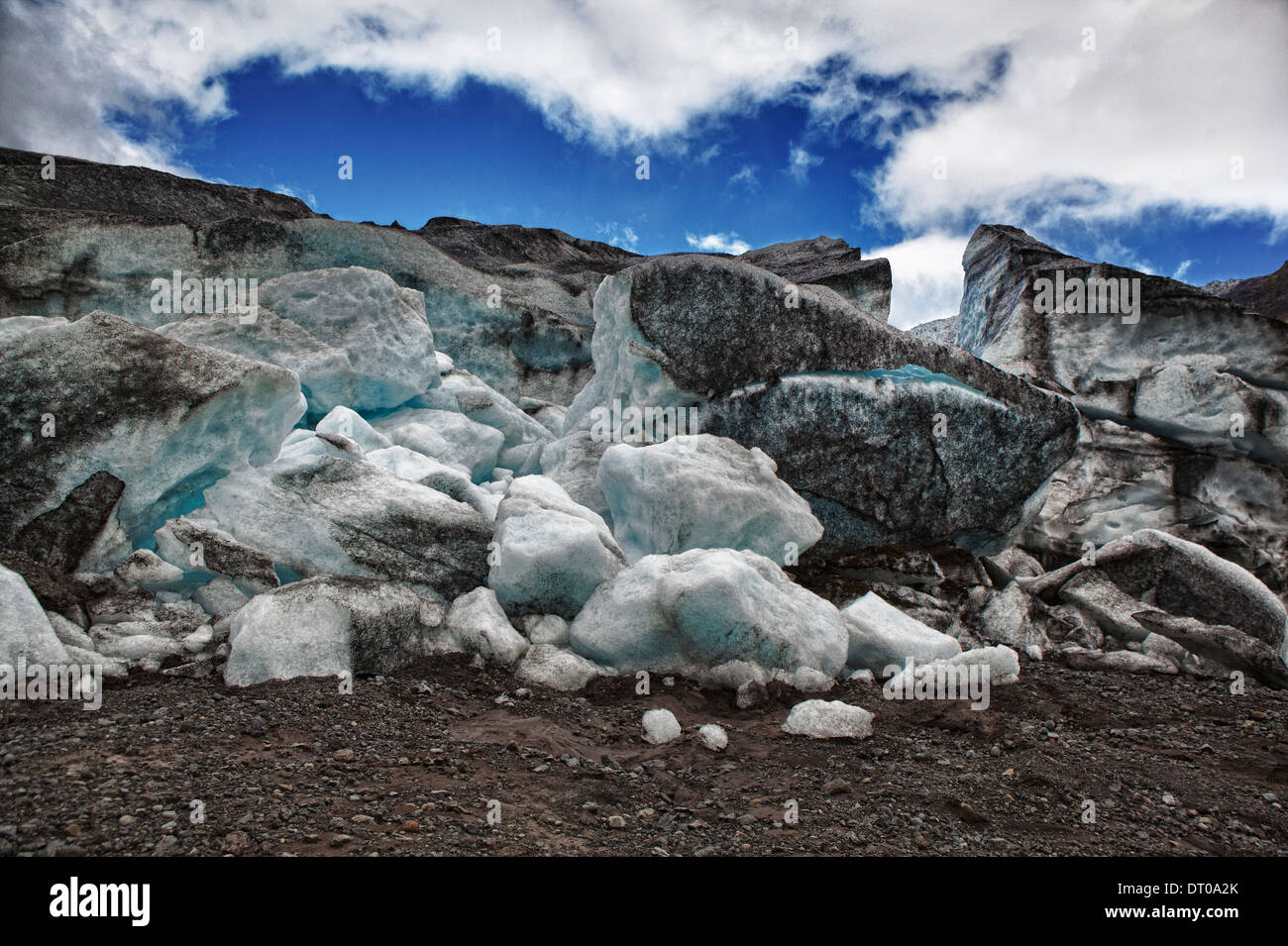 Virkisjokull est un Glacier glacier émissaire de la calotte de glace, l'Islande Vatnajokull Banque D'Images Virkisjokull est un Glacier glacier émissaire de la calotte de glace, l'Islande Vatnajokull Banque D'Images
