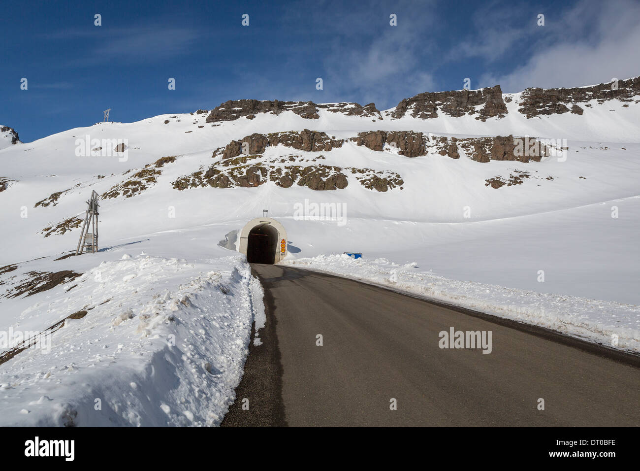 Tunnel, l'hiver, l'Islande Banque D'Images