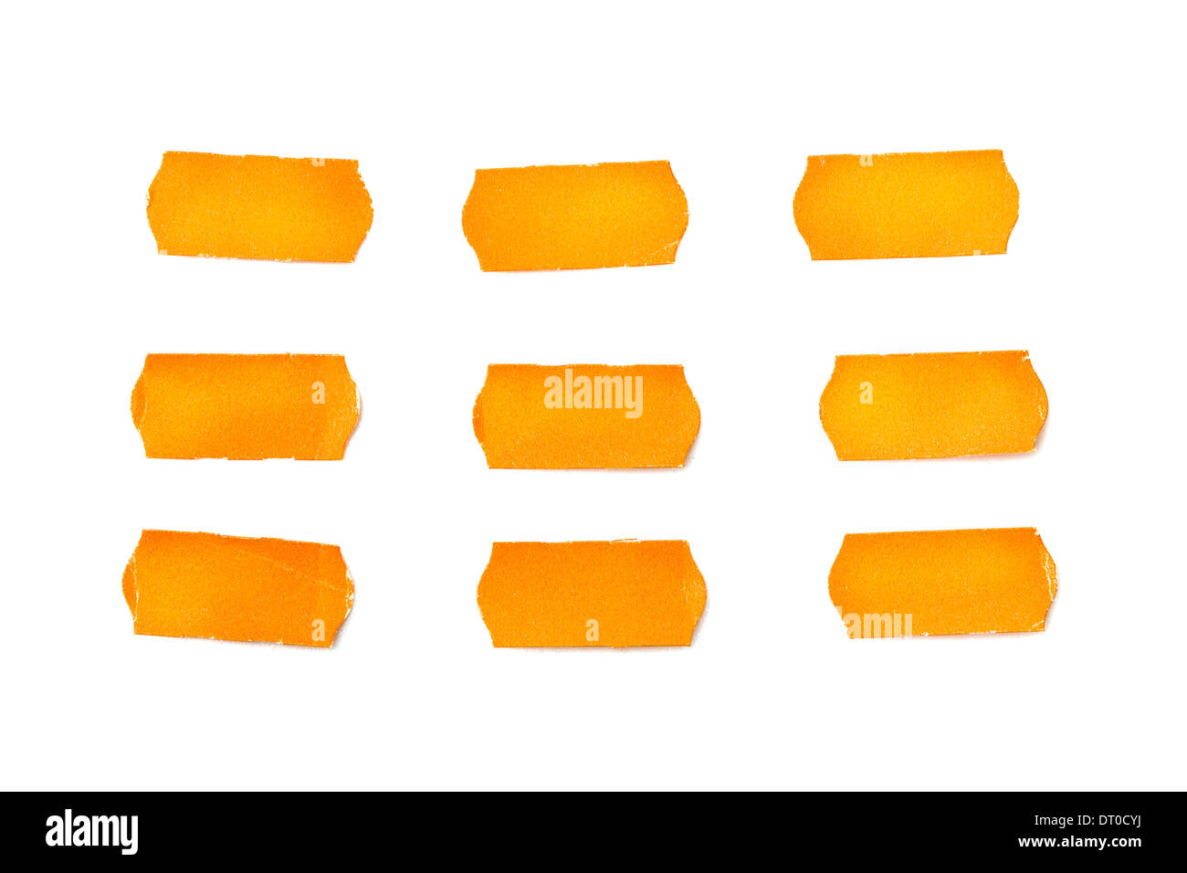 Sticky Notes orange sur fond blanc Banque D'Images