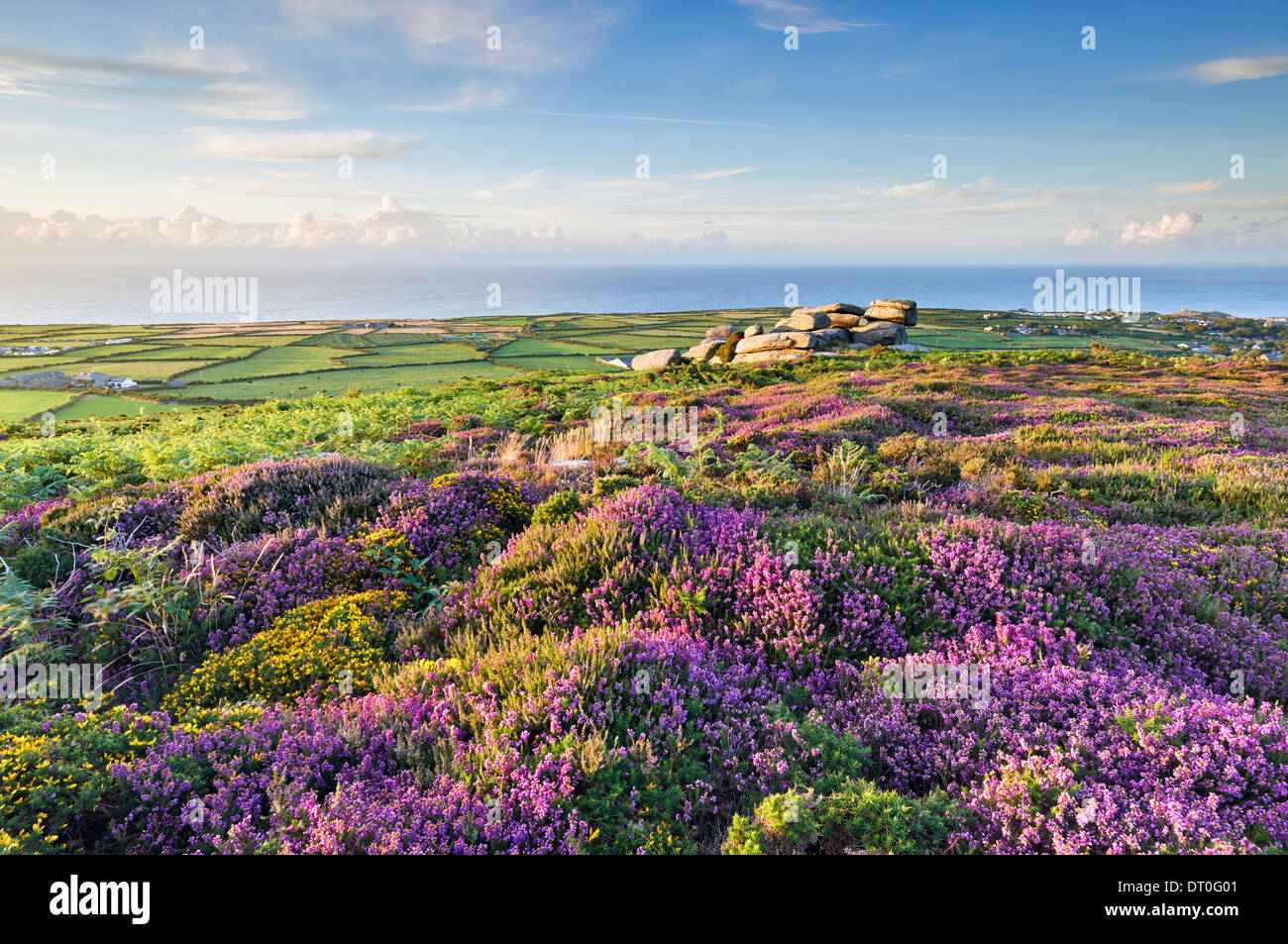 Penwith moorland au-dessus de la baie de St Ives Banque D'Images