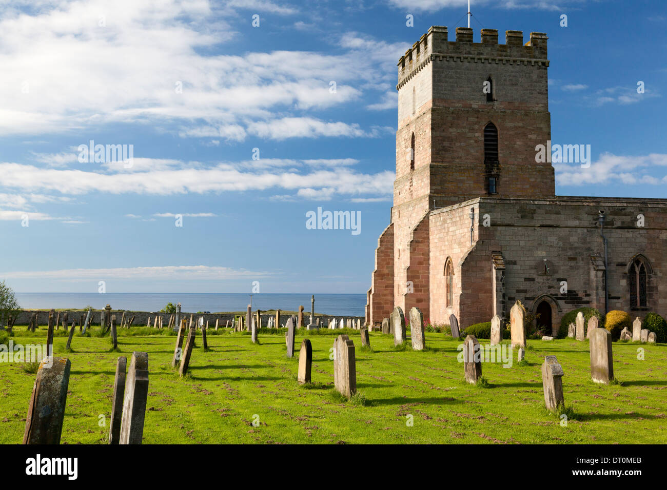 St Aidan's Church et cimetière, Bamburgh Northumberland, Banque D'Images