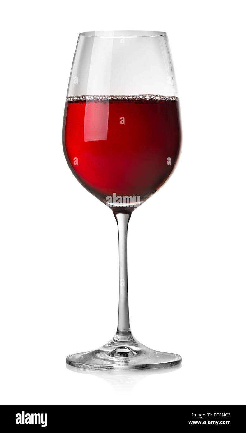 Verre de vin rouge isolé sur fond blanc Banque D'Images
