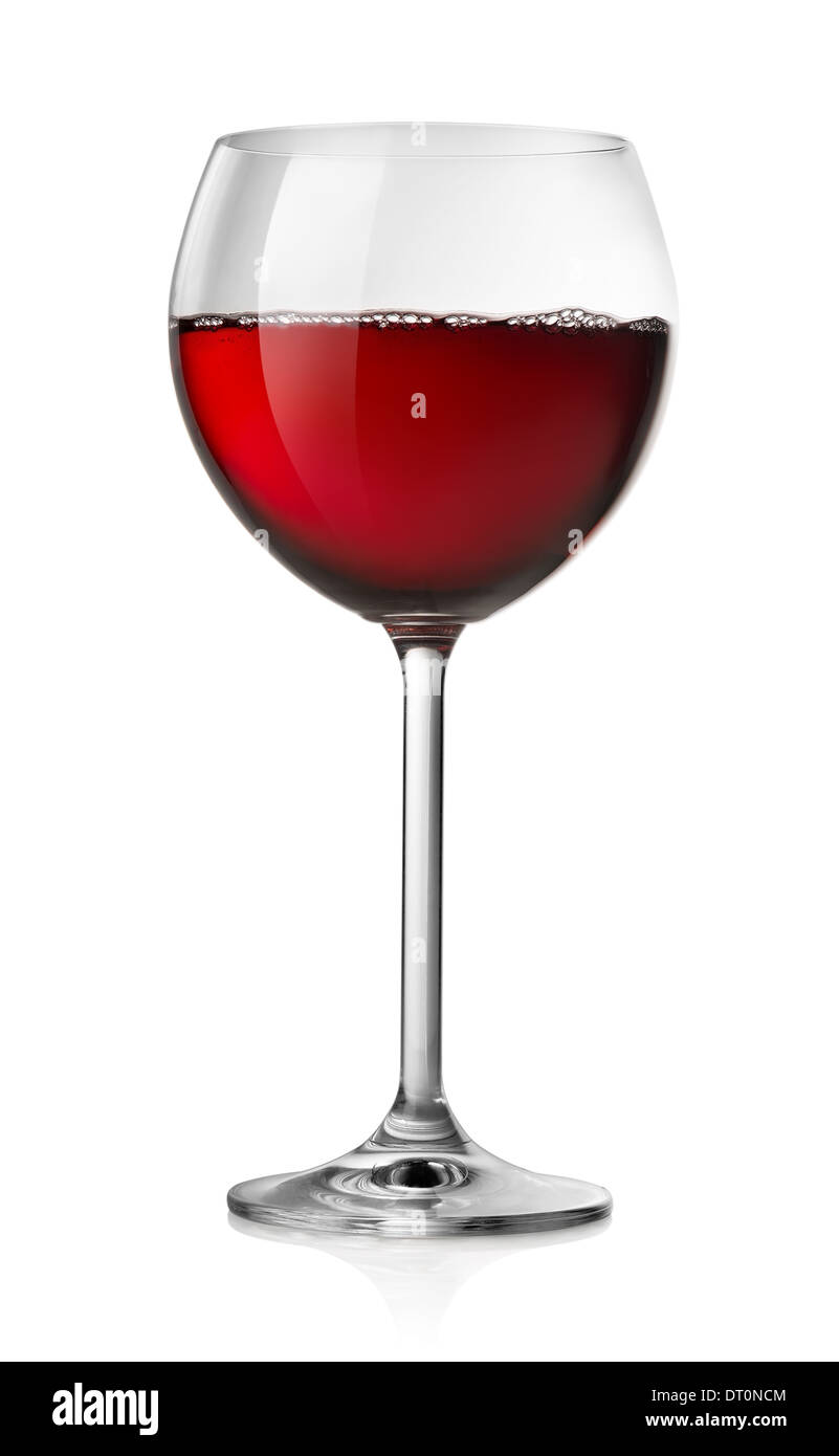 Verre de vin rouge isolé sur fond blanc Banque D'Images
