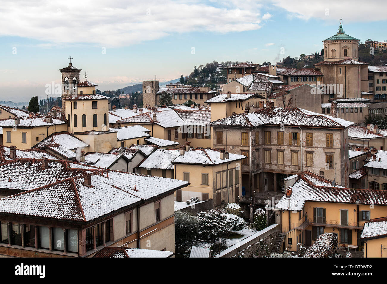 Vue de la ville haute, Bergame, Lombardie Banque D'Images