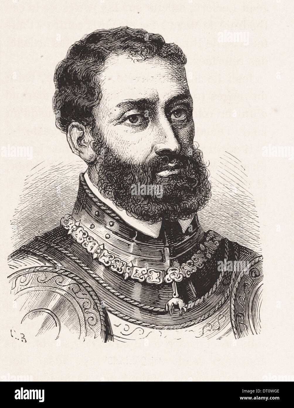 Portrait de Charles Quint - gravure XIX ème siècle français Banque D'Images