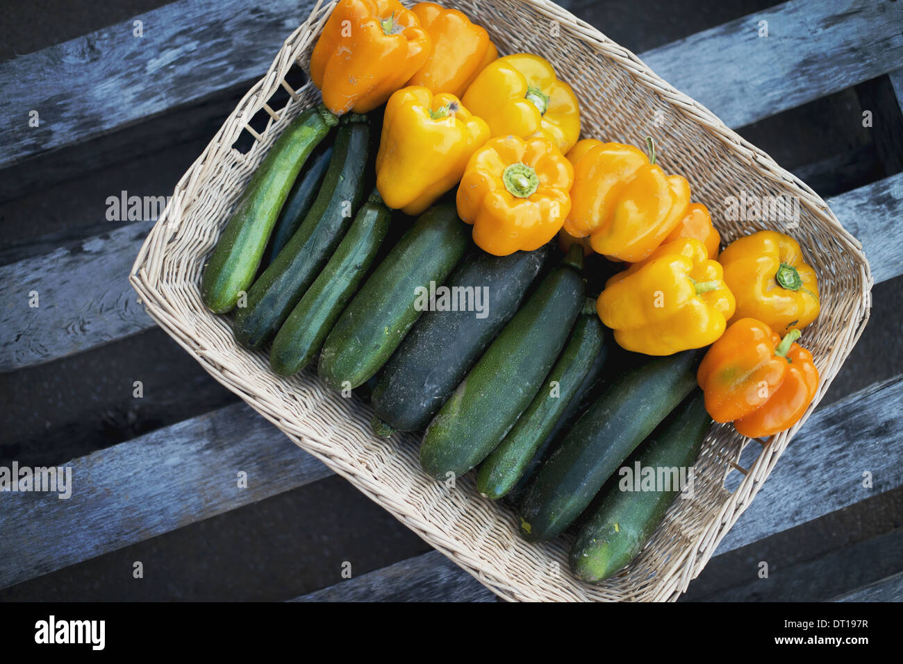 Woodstock, New York USA Courgette Poivrons Orange Jaune Banque D'Images