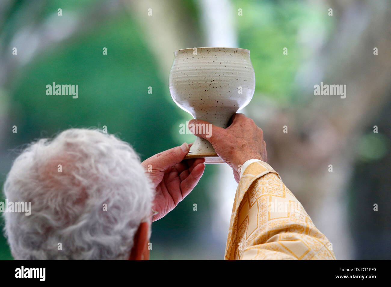Eucharistie, messe catholique, La Roche-sur-Foron, Haute Savoie, France, Europe Banque D'Images
