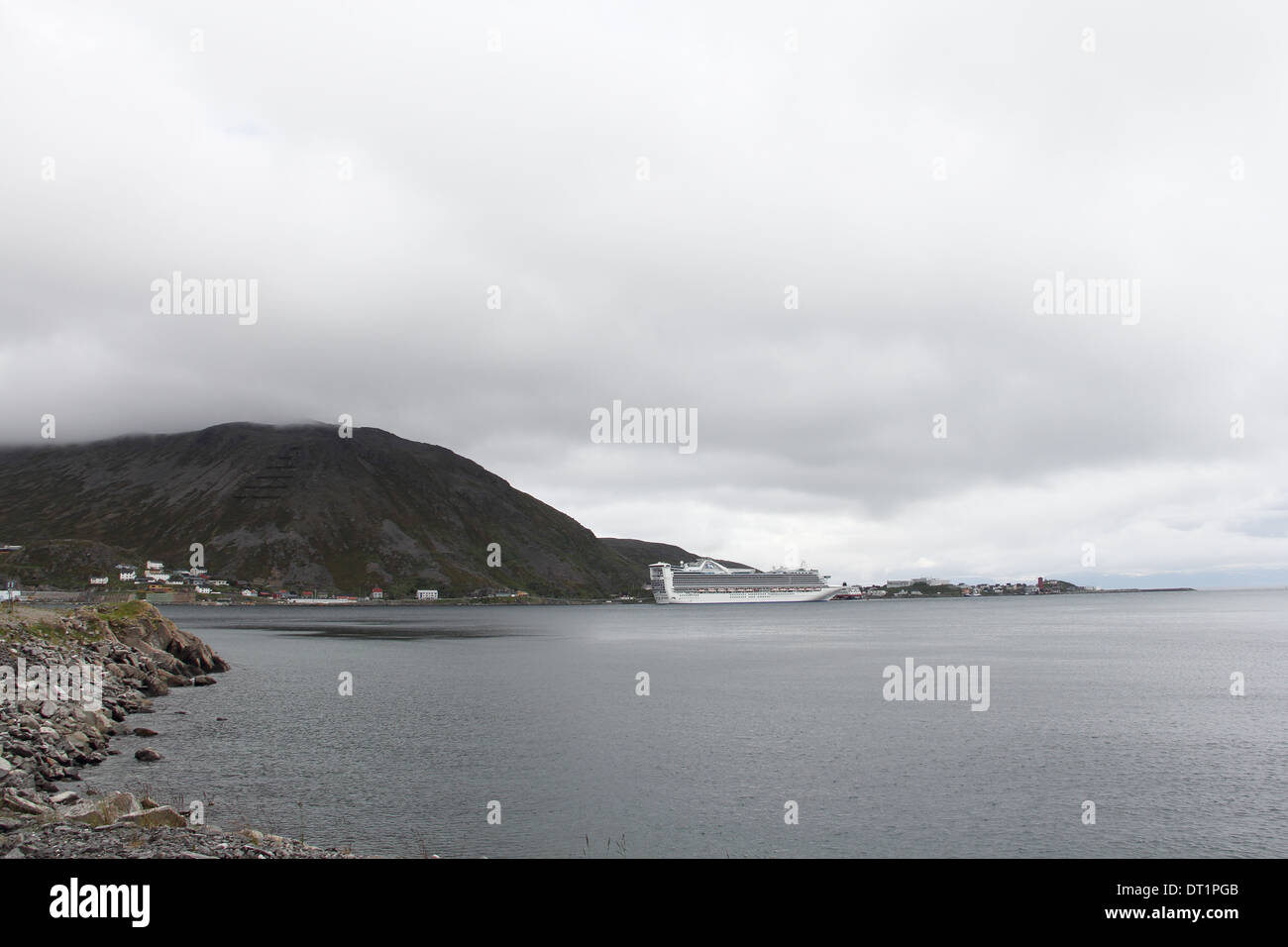 Ville et port, Honningsvag, Nordkapp, Norvège municipalité Banque D'Images