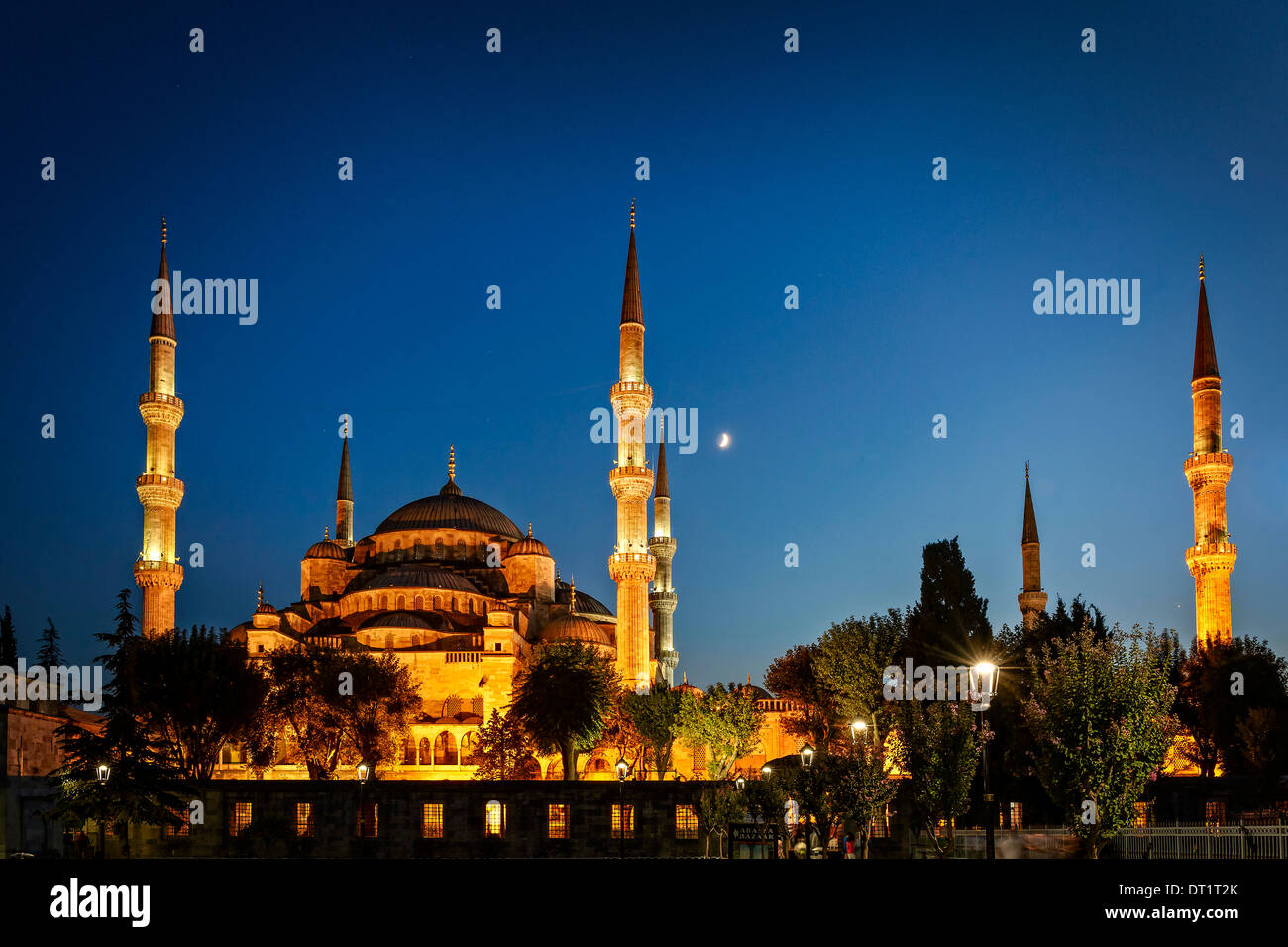 La Mosquée bleue ou la Mosquée Sultan Ahmed à nuit à Istanbul, Turquie. Banque D'Images