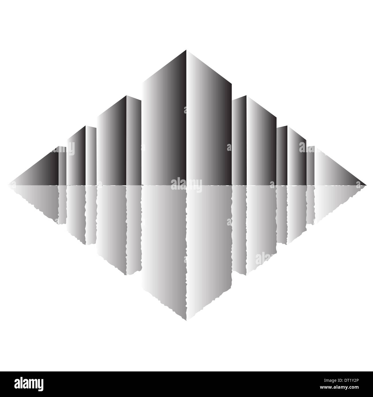 Un bloc de ville gris avec perspective de réflexion. Banque D'Images