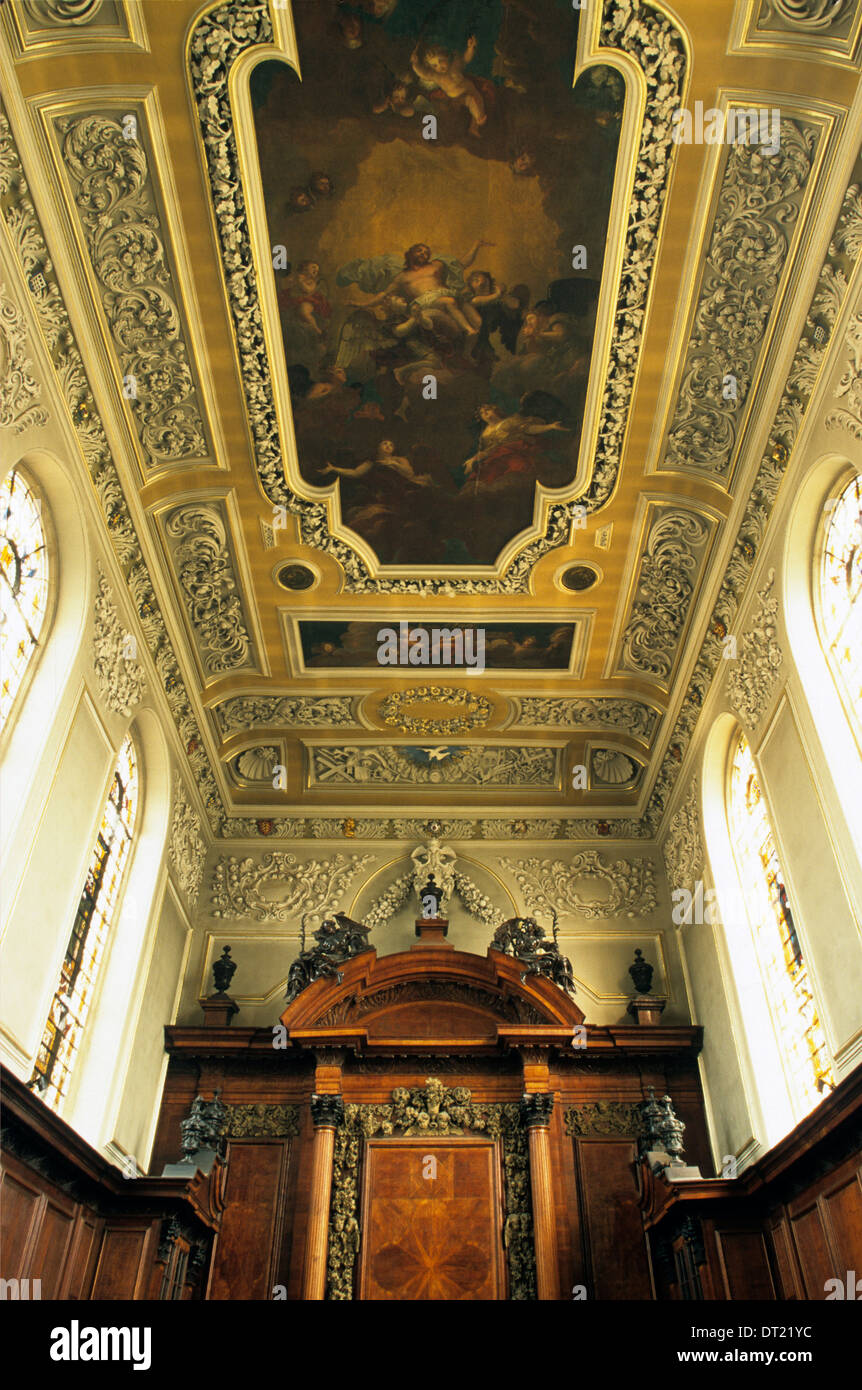 L'intérieur baroque de l'église Trinity College, Oxford, UK Banque D'Images