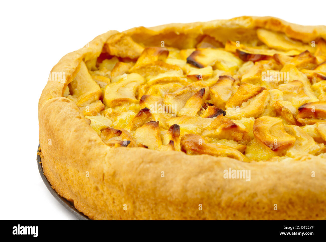 Apple pie morceau isolé sur fond blanc Banque D'Images