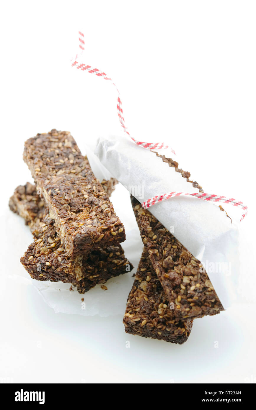 Barre de céréales noix de coco, de sésame Banque D'Images Barre de céréales noix de coco, de sésame Banque D'Images