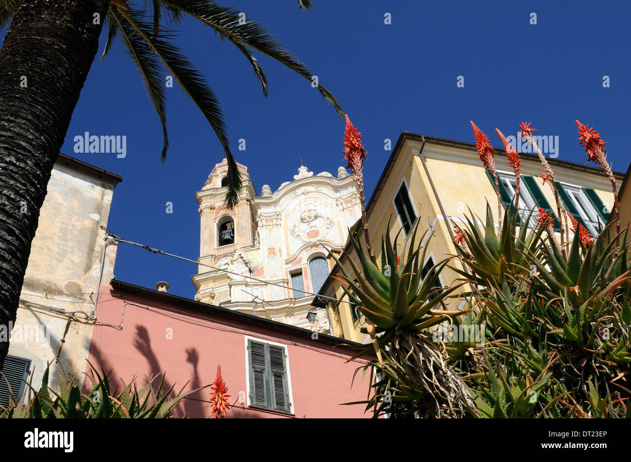 Particulier d'une église San Giovanni Battista, dans cervo, village ligure wester Banque D'Images