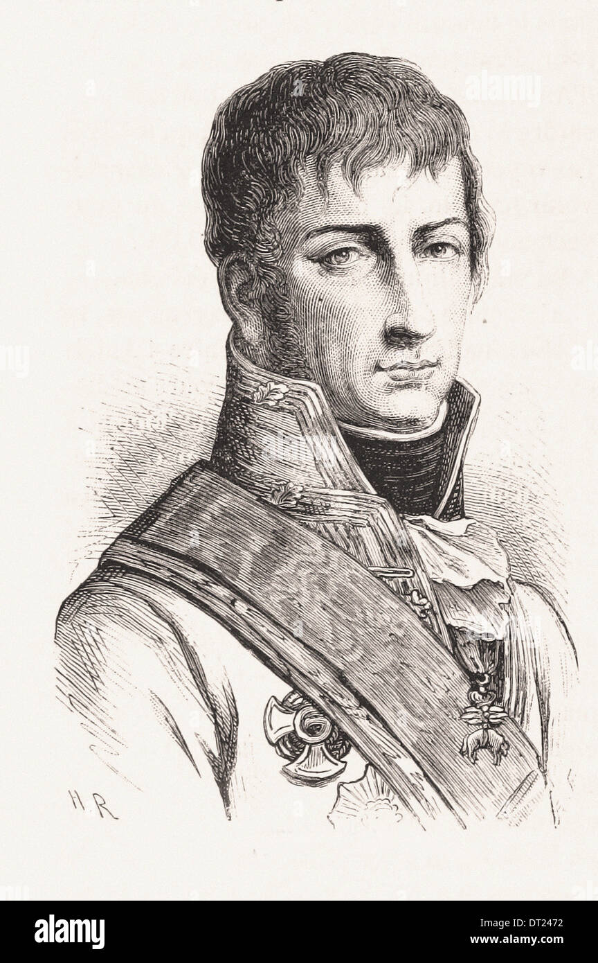 Portrait de l'Archiduc Charles - gravure XIX ème siècle français Banque D'Images