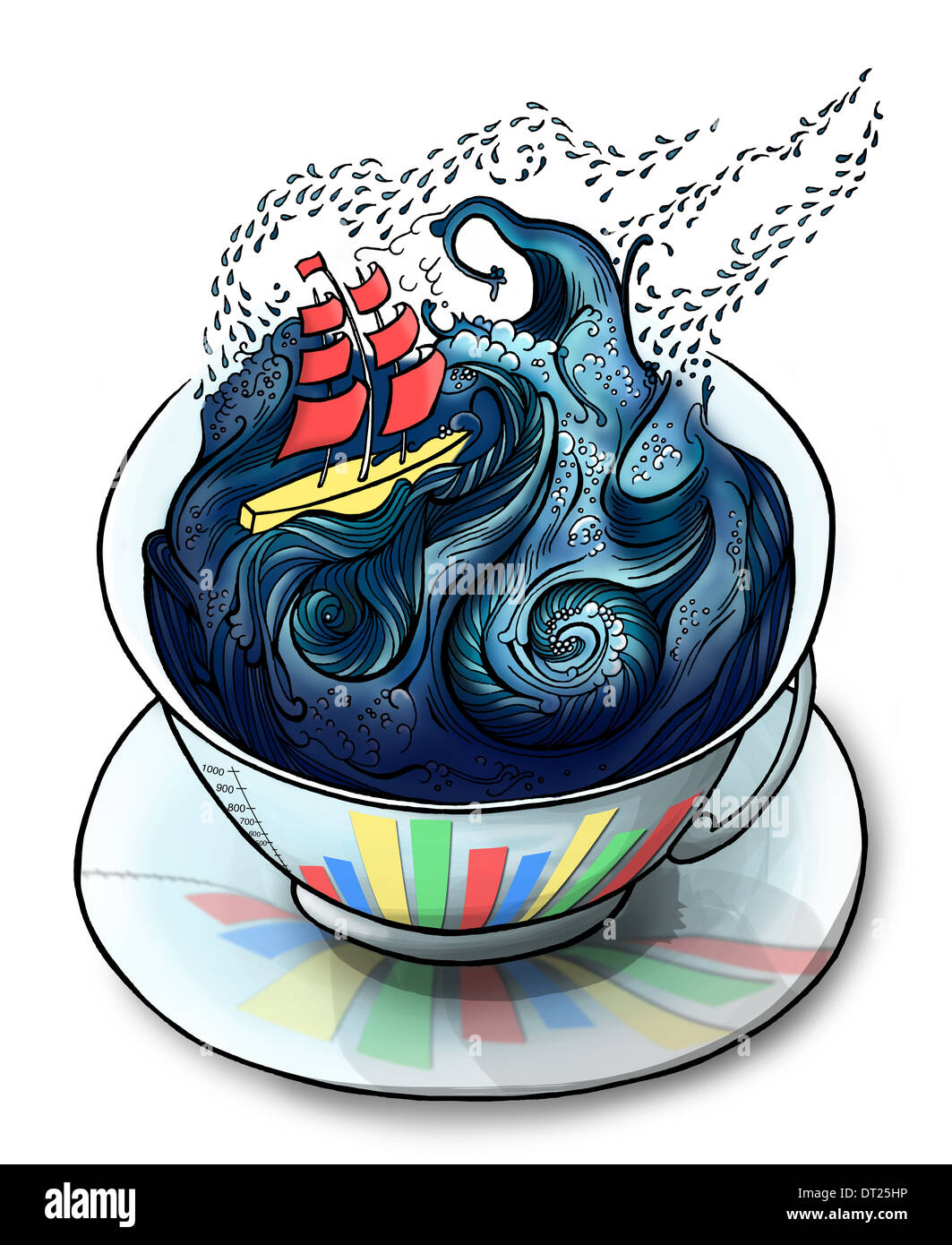 Image d'illustration de la voile de bateau sur mer agitée représentant la conquête de l'adversité Banque D'Images