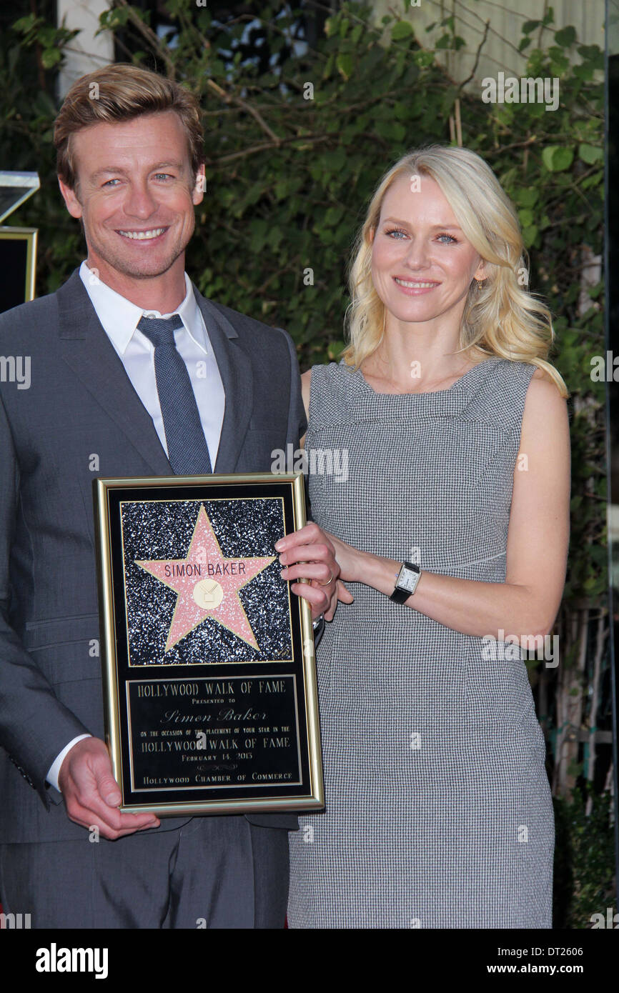 Naomi Watts, Simon Baker Simon Baker à l'Honneur avec étoile sur le Hollywood Walk of Fame, Hollywood, CA 02-14-13 Banque D'Images