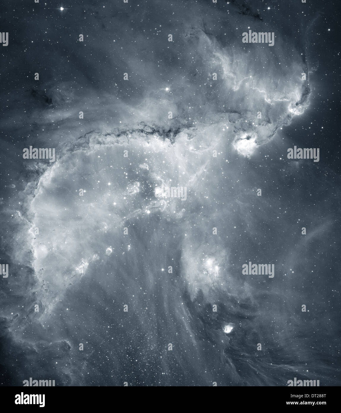 Active et massive de la région d'étoiles en formation dans la galaxie voisine, le Petit Nuage de Magellan, une étoile NGC 346 dans la région de B&W. Banque D'Images