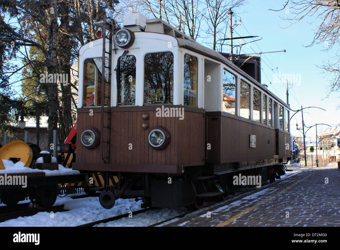 L' 'Rittnerbahn Rittner (Schmalspurbahn / Trenino Renon ) - un tramway montagne historique Banque D'Images