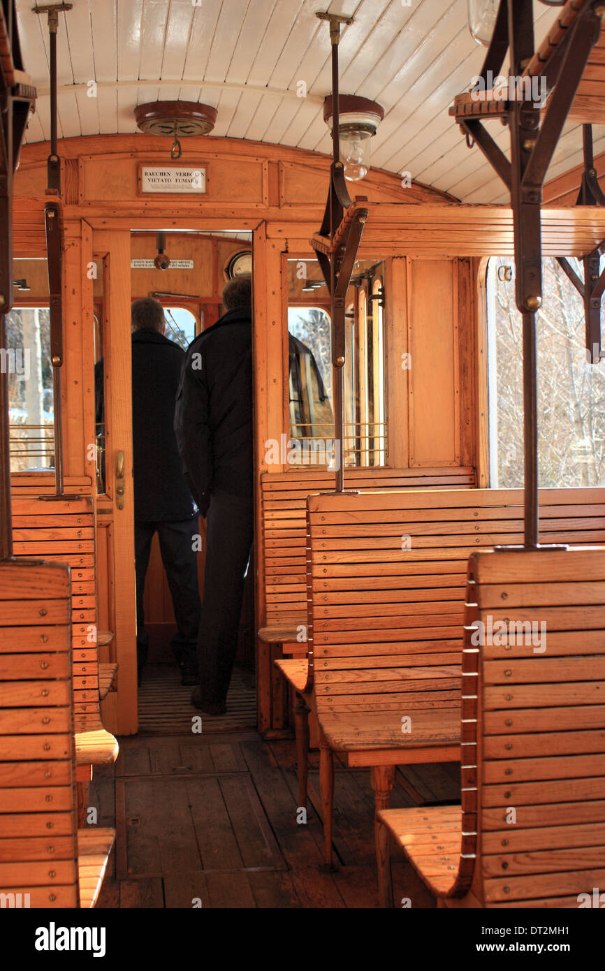 L' 'Rittnerbahn Rittner (Schmalspurbahn / Trenino Renon ) - un tramway montagne historique Banque D'Images