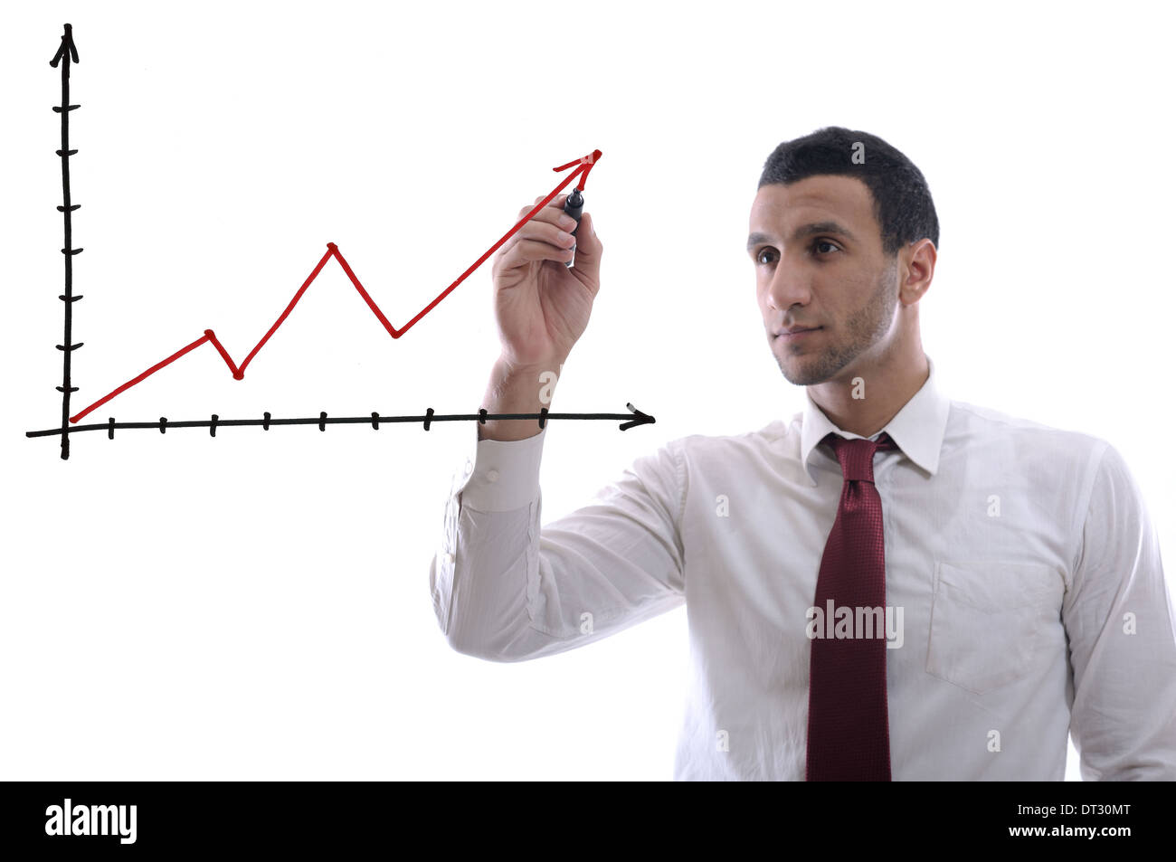 Business man tracer une ligne graphique Banque D'Images