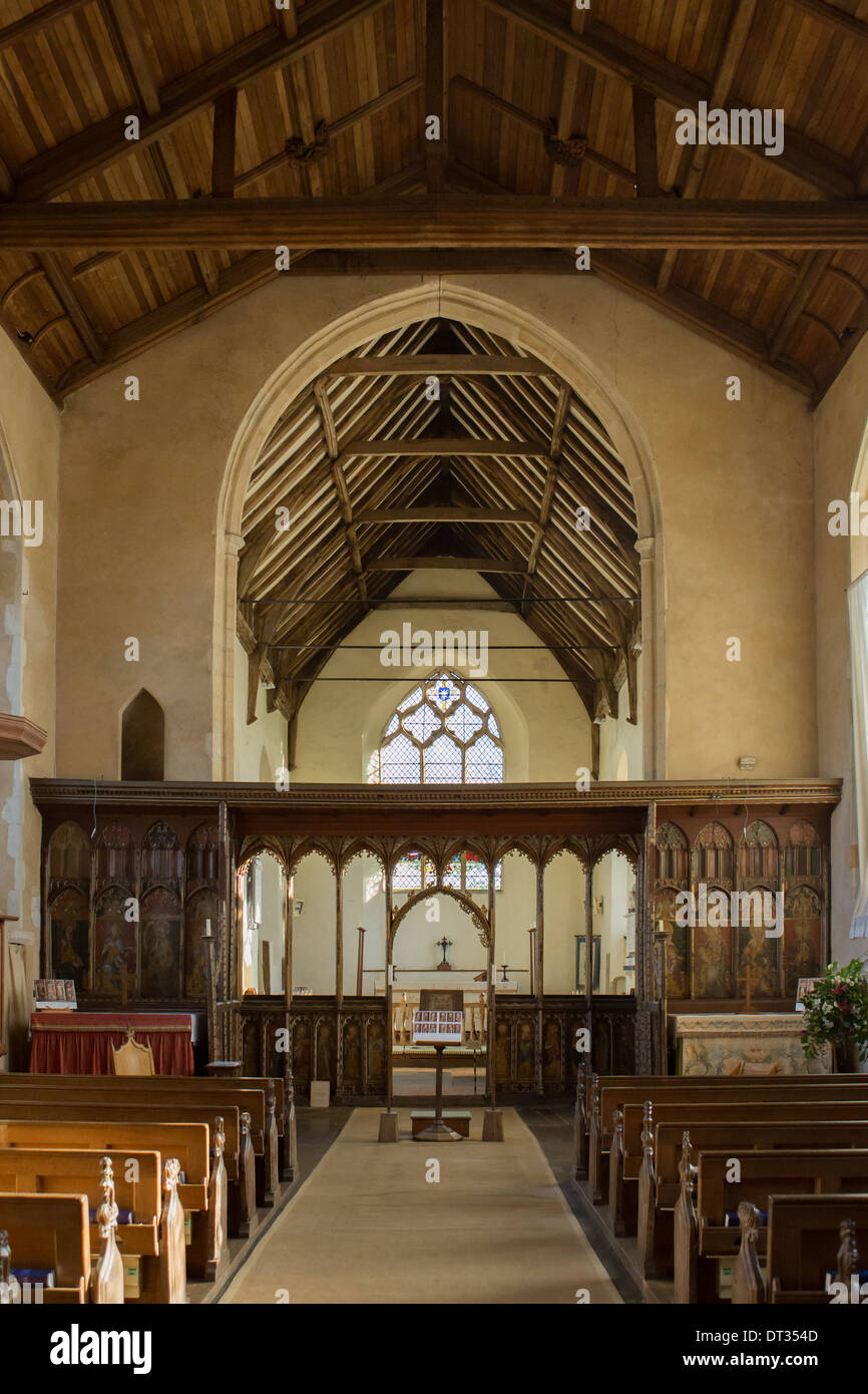 Intérieur de l'Église, nef, Ranworth Norfolk Broads, UK Banque D'Images