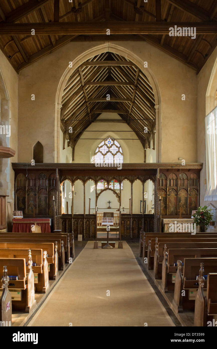 Intérieur de l'Église, nef, Ranworth Norfolk Broads, UK Banque D'Images