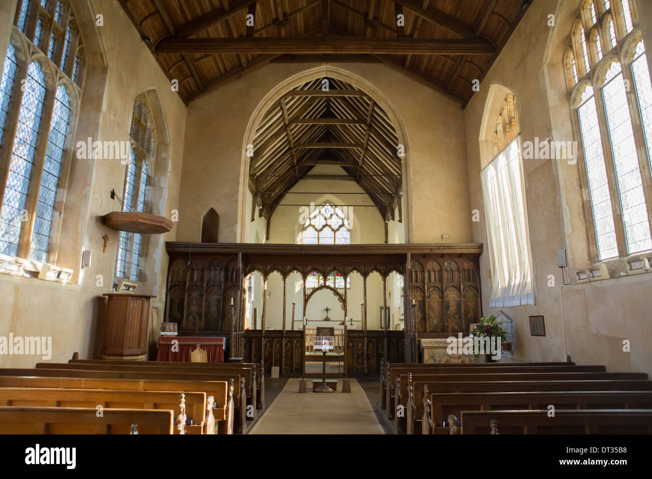 Intérieur de l'Église, nef, Ranworth Norfolk Broads, UK Banque D'Images