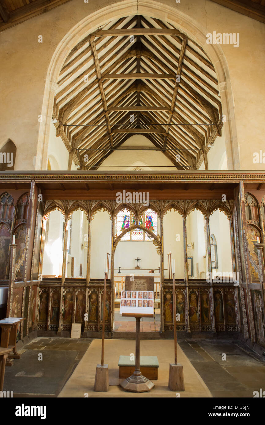 Intérieur de l'Église, nef, Ranworth Norfolk Broads, UK Banque D'Images