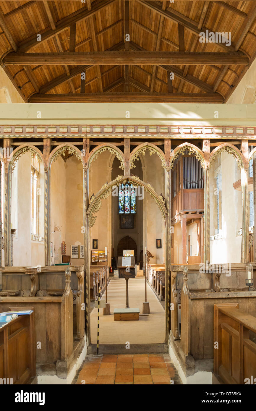 Intérieur de l'Église, nef, Ranworth Norfolk Broads, UK Banque D'Images