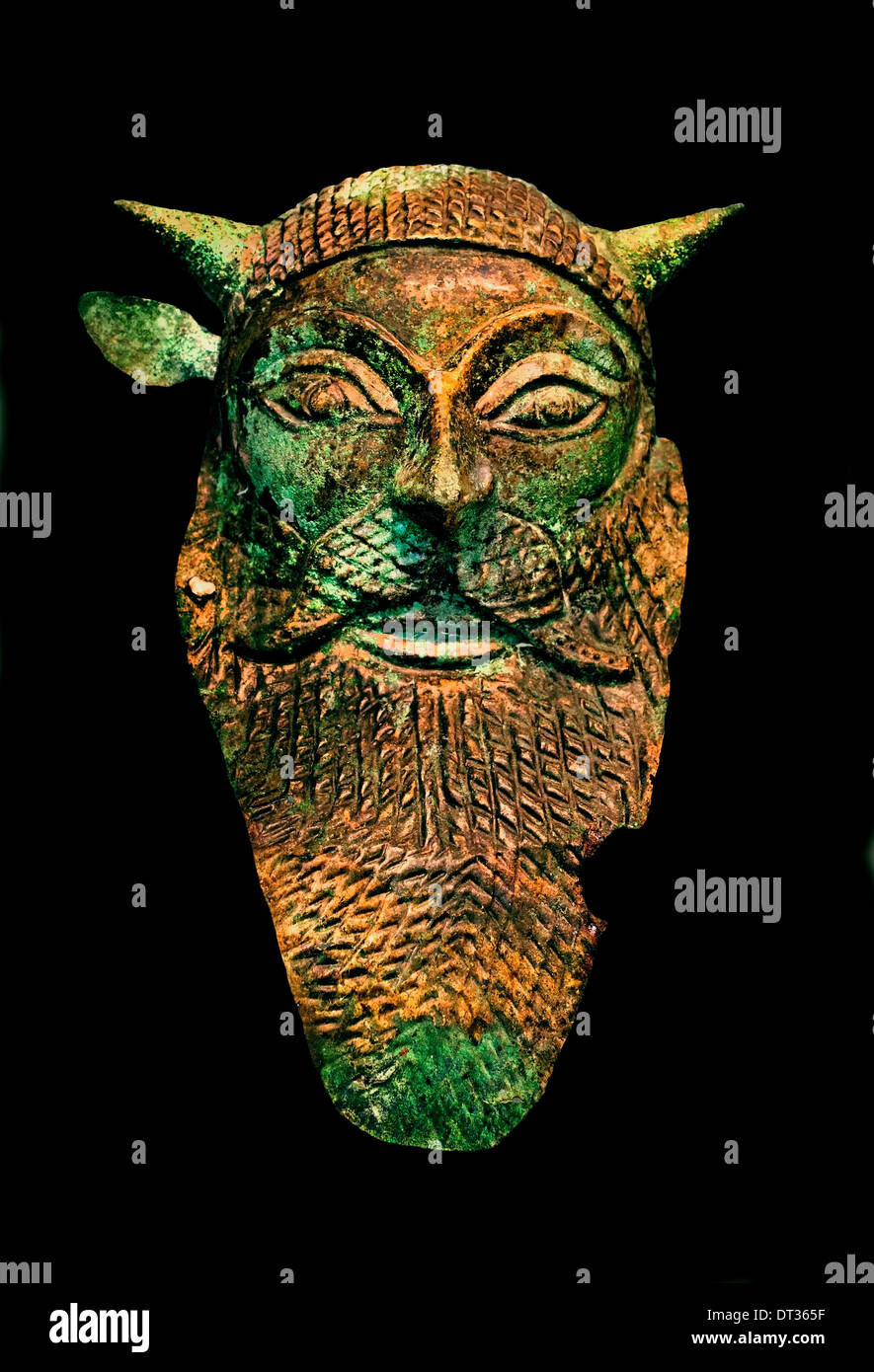 Homme barbu avec des cornes de taureau dieu fleuve Achelous 500 -530 BC Italie Etrurie Etrusque Banque D'Images