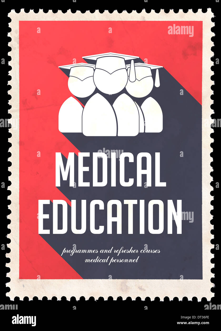 Sur l'éducation médicale en rouge modèle plat. Banque D'Images