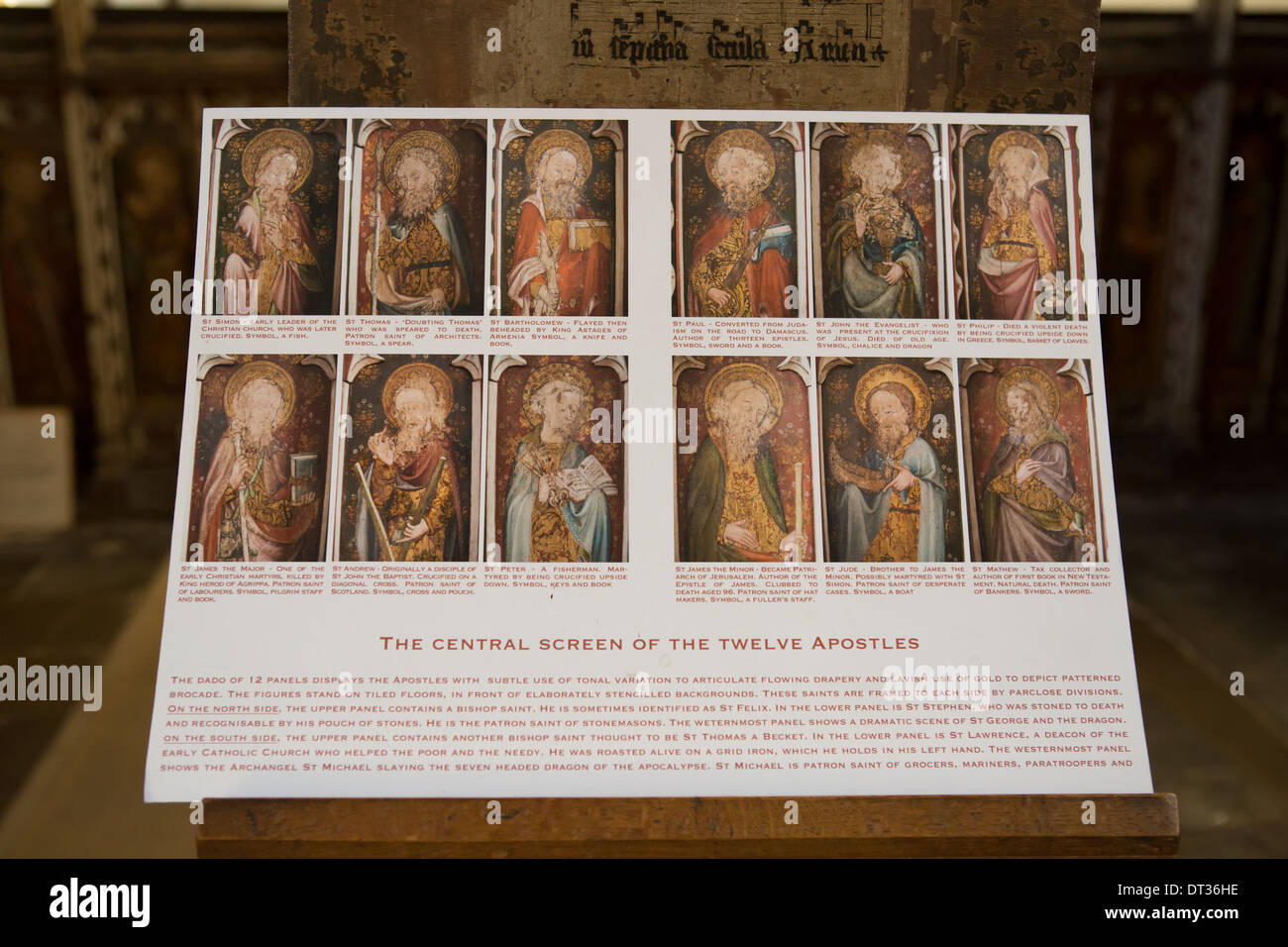 Panneaux d'affichage. Jubé médiéval à l'intérieur de l'Église Ranworth, Norfolk Broads, UK Banque D'Images