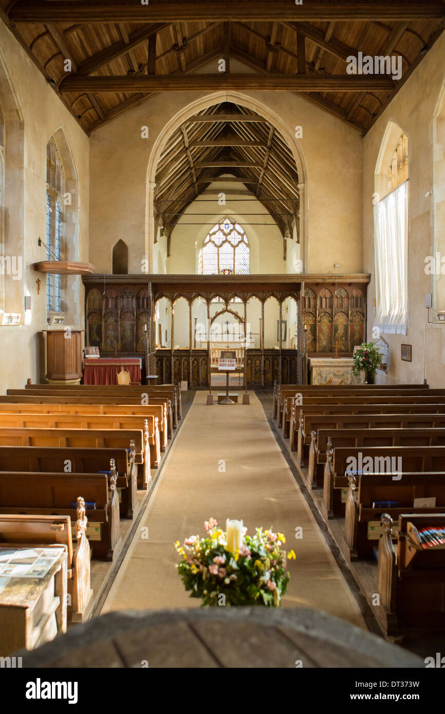 Intérieur de l'Église, nef, Ranworth Norfolk Broads, UK Banque D'Images