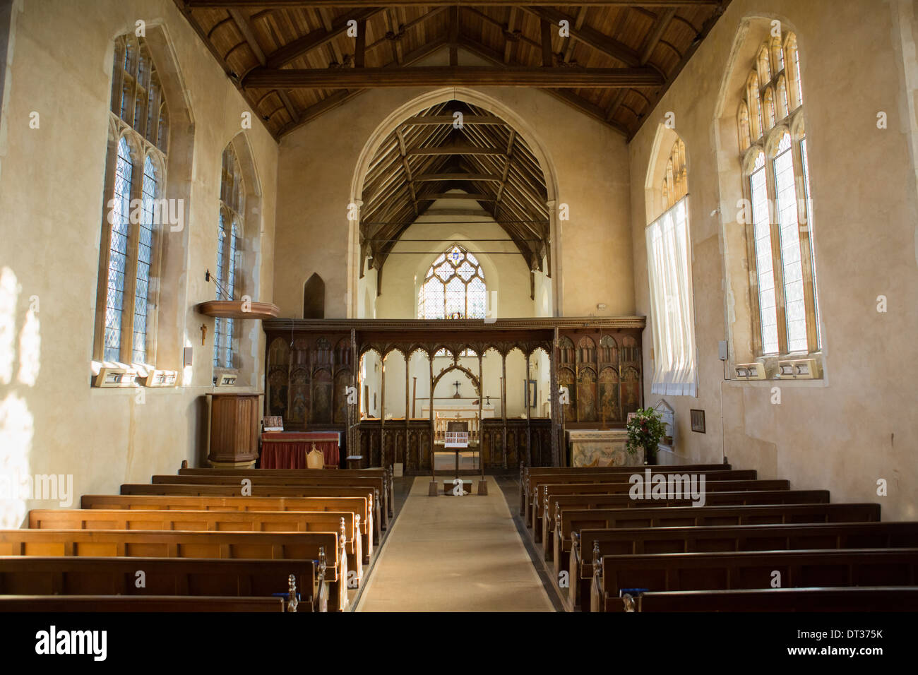 Intérieur de l'Église, nef, Ranworth Norfolk Broads, UK Banque D'Images