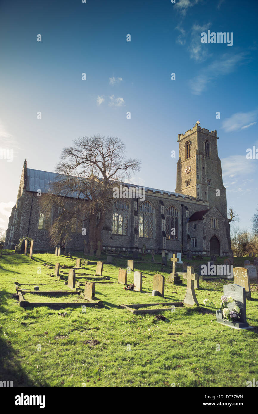 L'extérieur de l'Église Ranworth, Norfolk Broads, UK Banque D'Images