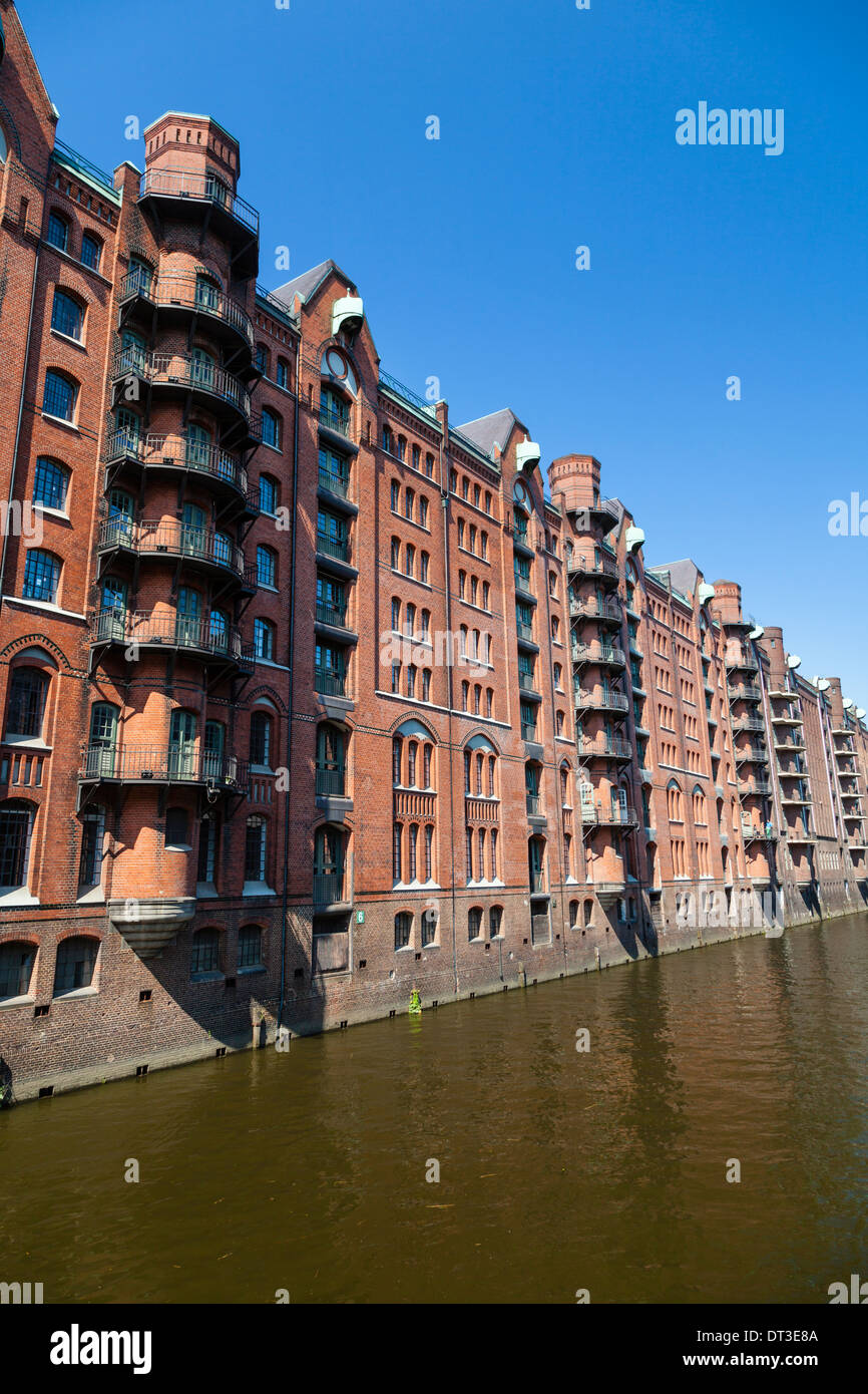 Beaux bâtiments de la Speicherstadt à Hambourg, Allemagne. Banque D'Images