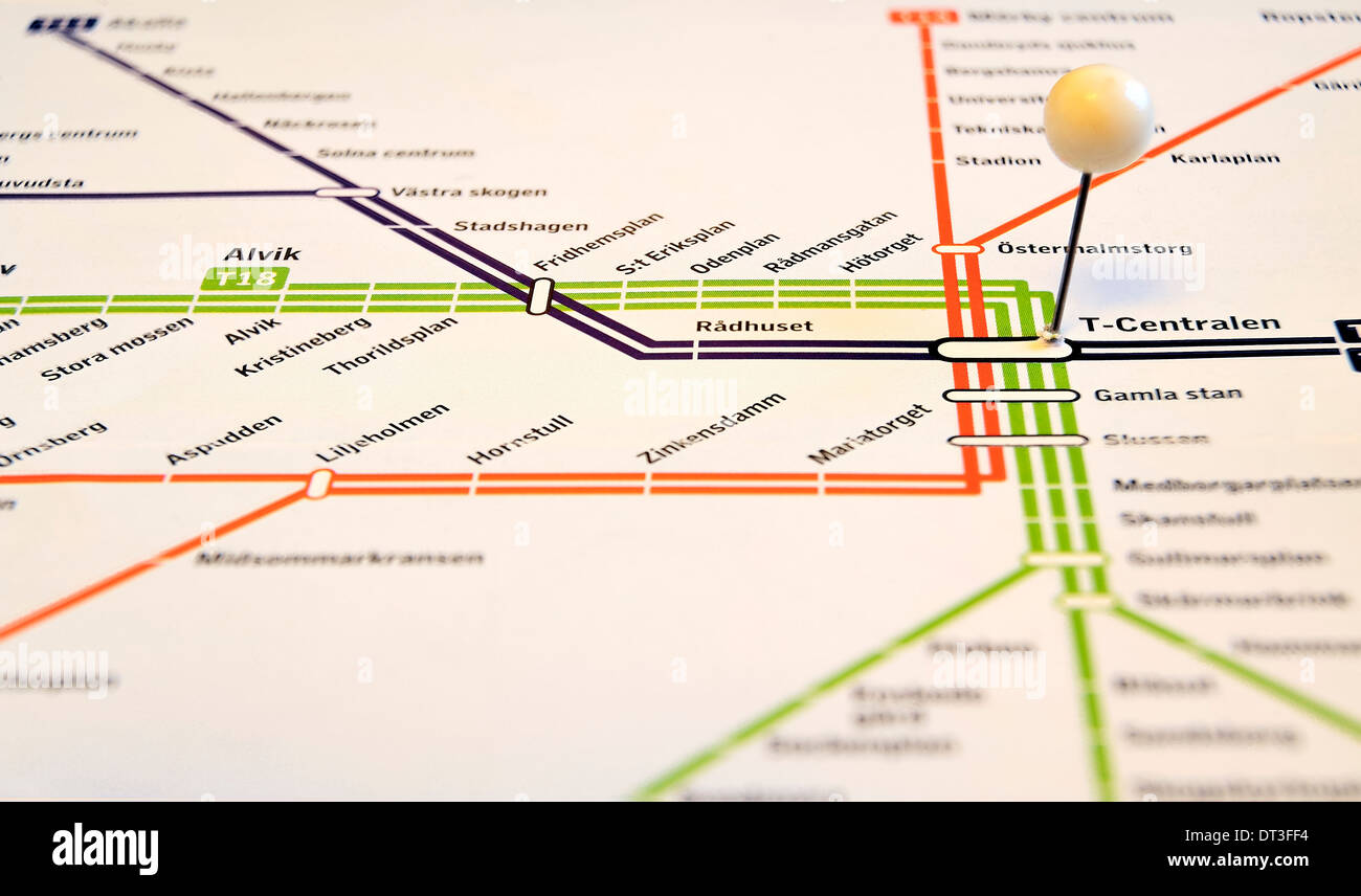 Le métro de Stockholm, avec T-Centralen in focus Banque D'Images