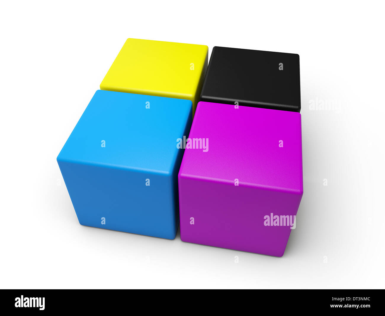 Les cubes de couleur CMJN sur fond blanc Banque D'Images