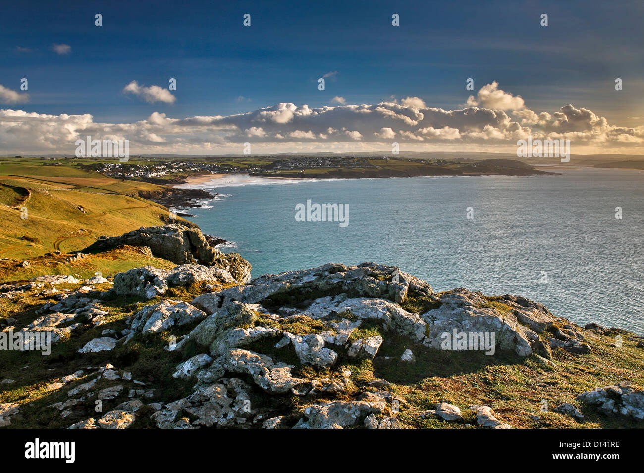 Point Pentire ; looking towards Polzeath, Cornwall, UK Banque D'Images