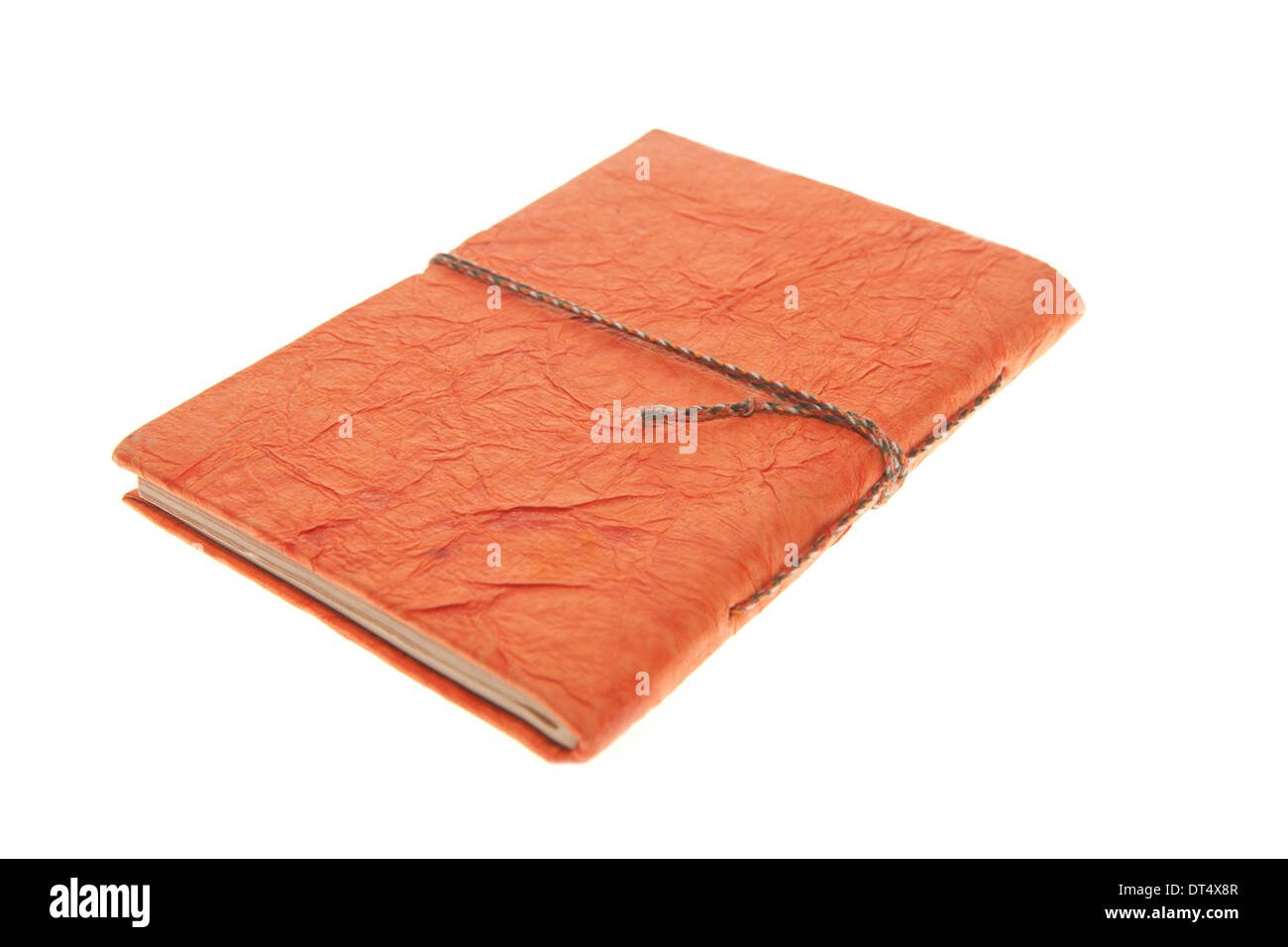 Orange lié Journal , isolé sur journal blanc Banque D'Images
